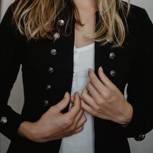 Black utility blazer with buttons